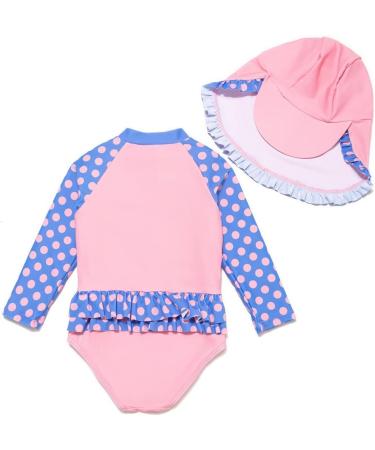 BONVERANO Baby Girls Swimsuit | Toddler Long-Sleeve One Piece Bathing Suit | UPF 50+ Sun Protection | 18-24 Months, Blue - Buy Online on GoSupps.com