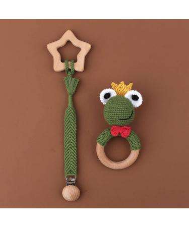 TIAN-K 3-Piece Baby Pacifier Clip Set | Frog Rattle Beech Teether & Wooden Toy | Safe International Shipping - Buy Online on GoSupps.com