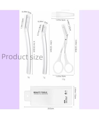 Premium Eyebrow Grooming Kit - Razor Scissors & Brush | Precision Tools for Flawless Brows - White - Buy Online on GoSupps.com