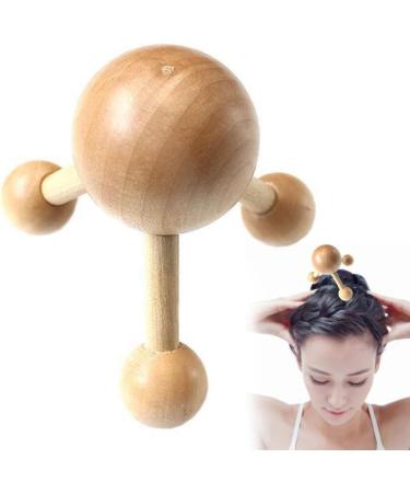Wooden Roller Massager for Scalp & Body Pain Relief - Shiatsu Therapy & Foot Reflexology - Buy Online on GoSupps.com