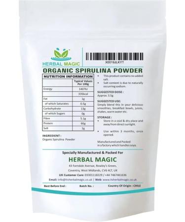 Organic Spirulina Powder - Vegan Trainer's Ideal Smoothie Boost - No Fillers & Preservatives - 100g Pack - Herbal Magic - Buy Online on GoSupps.com