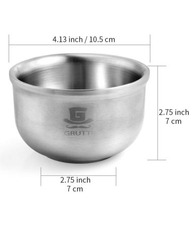 Grutti Shaving Bowl - Rustproof Stainless Steel Soap Container for Classic Wet Shaving - Three-Layer Design (4.13 inches) - Buy Online on GoSupps.com