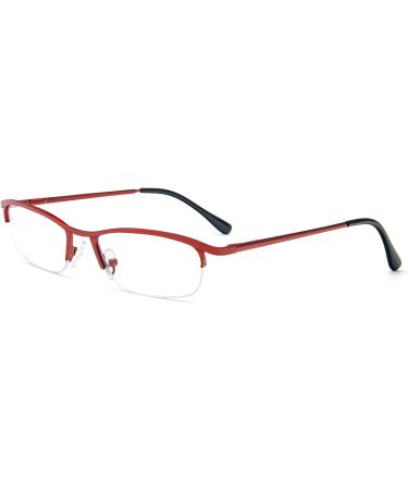 KoKoBin Metal Half Frame Reading Glasses with Blue Light Filter for Men & Women - Red 2.5 Diopters Spring Hinge - Buy Online on GoSupps.com