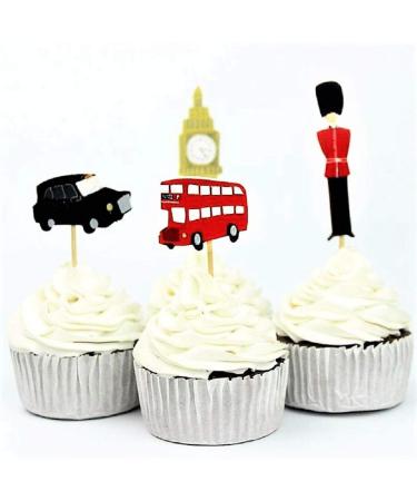 Various Fun Designs of New York/London/Mermaids/Cowboys Cupcake Toppers for Birthday/Events/Party Sets of 24 (London Landmark) by The Crafty Owl