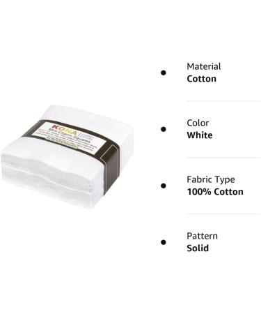 White Kona Solids Mini Charm Pack - 84 Pieces, 100% Cotton, 2.5 Precut Fabric Quilt Squares - Buy Online on GoSupps.com