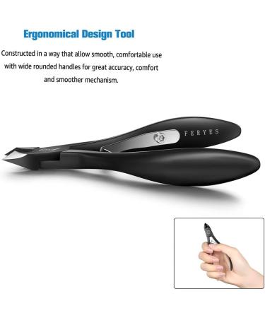 FERYES Cuticle Nippers - Professional Stainless Steel Cuticle Cutter and Trimmer for Manicure - Black - Buy Online on GoSupps.com