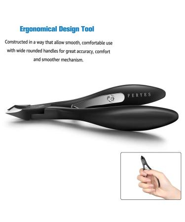 FERYES 1/2 Jaw Cuticle Cutters - Professional Stainless Steel Nail Cuticle Clippers in Black - Buy Online on GoSupps.com
