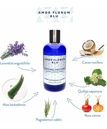 Amor Florum Blu - Face Wash - 99% Natural - Aloe Vera Rosehip Patchouli Lavender. No Sulfates/Parabens No Soap. pH 5.5 for Sensitive Skin. 250ml - Buy Online on GoSupps.com