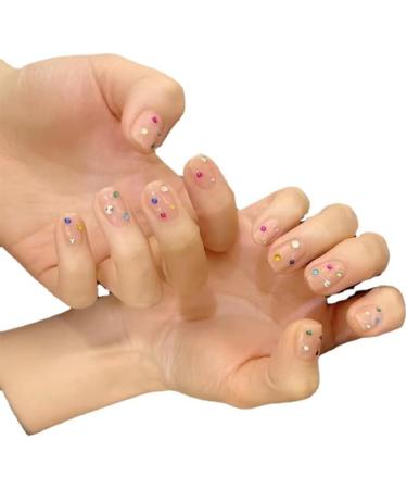 MENILITHS 24Pcs/Set Press On Nails Short Colorful Sparkling Diamond False Nails Acrylic Fake Nails Full Cover Nails Tips Artificial Finger Manicure Press on nails for Women and Girls - Buy Online on GoSupps.com