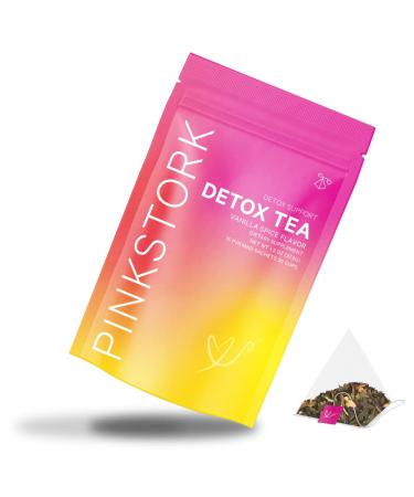 Pink Stork Detox Tea: Vanilla Spice, 100% Organic Tea for Detox Cleanse, Weight Loss Tea, Supports Detoxification + Cleansing with Green Tea + Dandelion, Bloating Relief, Women-Owned, 30 Cups