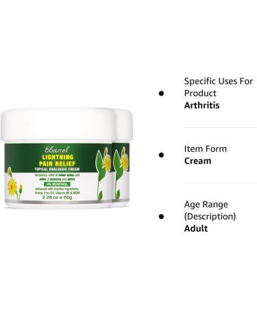 Ebanel Menthol Arnica Gel Pain Relief Cream with Hemp Oil | Anti Inflammatory Muscle Rub for Arthritis & Joint Pain - 2.28 oz (2-Pack) - Buy Online on GoSupps.com