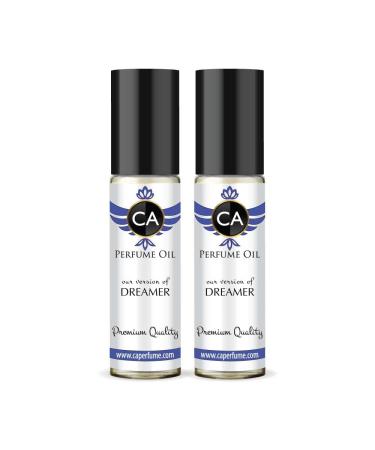 CA Perfume Impression of Dreamer For Men Replica Fragrance Body Oil Dupes Alcohol-Free Essential Aromatherapy Sample Travel Size Concentrated Long Lasting Attar Roll-On 0.3 Fl Oz-X2