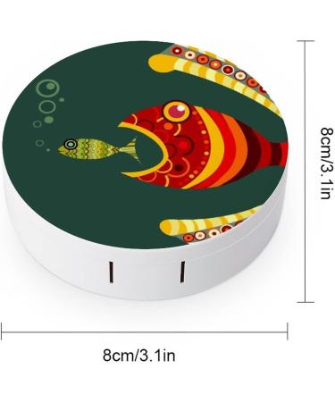 Funny Fish Round Case For Contact Lens Kit Storage Box with Mirror Printed - Buy Online on GoSupps.com