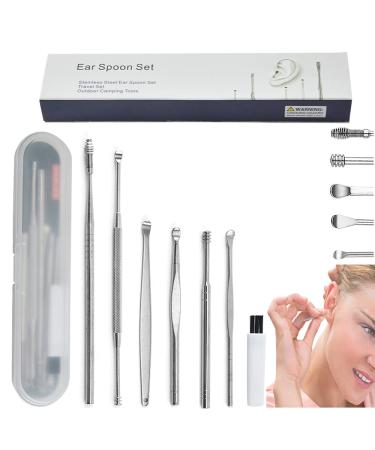 7 Pcs Ear Pick Earwax Removal Kit  Stainless Steel Ear Wax Removal Kit  Earwax Cleaner Tool Set with Storage Box  Ear Curette Cleaner for Adult and Kid 7 Piece Set