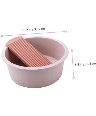COOLHIYA Washboard 1 Set Wash Basin Laundry Cleaning Board Washing Basin Washing Clothes Board Dish Basin Baby Camping Bucket Pink 33.5x33.5cm - Buy Online on GoSupps.com