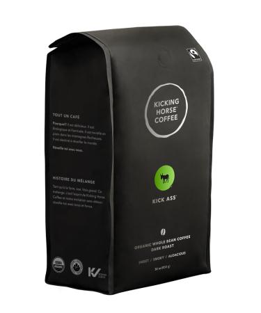 Kicking Horse Coffee - Kick Ass Blend Whole Bean 100% Arabica Coffee | Dark Roast | All Organic & Fairtrade | 850 g Pack of 6
