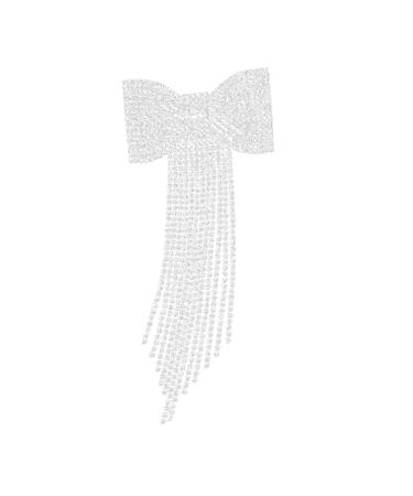 FRCOLOR Wedding Rhinestone Bow Tassel Hair Clip veils for brides rhinestone hair bowknot clip hair bow crystal bow clip veil hair bow luxurious bridesmaid rhinestones Bridal Hair Clip