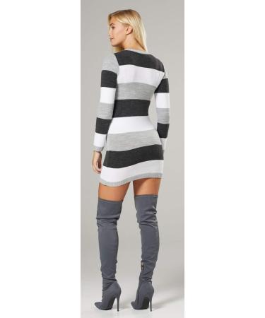 Zeta Ville Maternity Striped Knit Jumper Dress Tunic Top V-Neck - Graphite Melange - Size 16-18 - Buy Online on GoSupps.com
