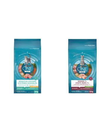 Purina ONE Dry Cat Food for Sensitive Systems + Senior Cat | 2 x 1.8 kg Cat Food + Cat Food 1.8 kg