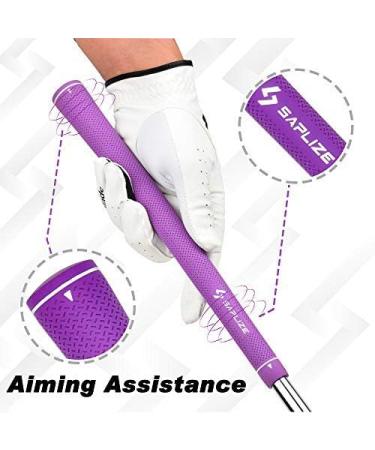 SAPLIZE CC02 Rubber Golf Grips Upgrade Kit - 13 Grips with 15 Tapes, Deluxe Kit Available - 6 Pure Colors, Anti-Slip, Standard/Midsize Purple Grips - Buy Online on GoSupps.com