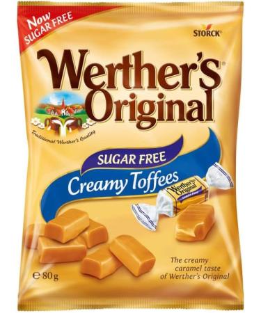 Werther Original Sugar Free Creamy Toffees - The Classic Candy Made With Real Butter and Fresh Cream - Pack of 4 x 80g - Buy Online on GoSupps.com