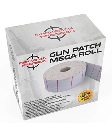 Marksman Precision Gun Patch MEGA-ROLL - Strong 100% Double Brushed Cotton Cloth - 10,000 Absorbent Patches - Cut to Size - Clean Rifle Handgun Shotgun Black Powder Pistol Revolver - Shooting Hunting