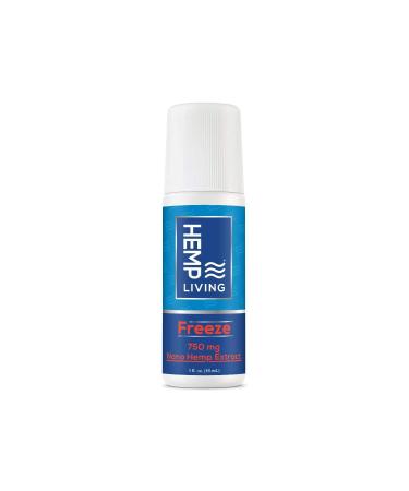HEMP LIVING Freeze Nano Hemp Extract Roll On Cold Therapy Roll On for Muscles and Joint Strain 3 oz Roll on Bottle (750 mg) 750 Mg Bottle
