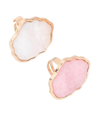 Healeved Palettes Bagues 2 Pi ces en R sine Marbr e Blanche et Rose pour Nail Art Outil M lange Peinture Ongles pour Manucure Gel UV