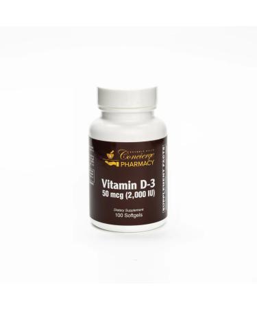 Beverly Hills Concierge Pharmacy Vitamin D3 2 000 IU (50 mcg) Softgels | High Potency Bone Calcium & Immune Support | Non-GMO Gluten-Free Formula | 100 Softgels