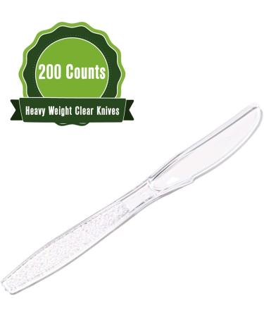 SafeWare 200 Heavy Duty Clear Plastic Knives - Disposable Silverware for Party, BBQ, Picnic, Family, Office, Restaurant - Buy Online on GoSupps.com