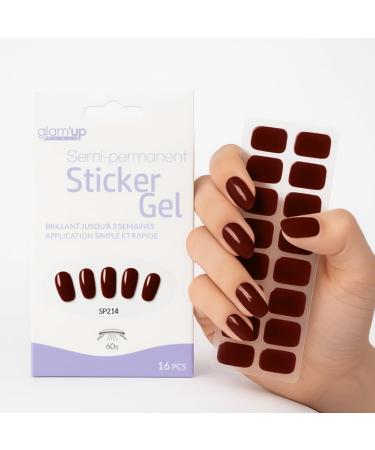 Glam Up Glam'Up Paris Semi-Permanent Gel Stickers Adhesive Gel Polish Professional Quality Long Lasting Up to 3 Weeks Quick and Easy Application 16 Items N SP214 Dark Red
