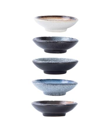 Zerodeko 5pcs Ceramic Saucer Dish Snack Bowl Dipping Bowls Appetizer Dish Sauce Plate Ceramic Plate Household