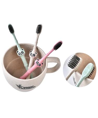 Healeved 3pcs Toothbrush Bristles Child Panda