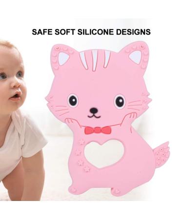 Buy Pink Cartoon Cat Shape Silicone Teething Toy for Babies - Easy Grip for Kids | International Shipping - Buy Online on GoSupps.com