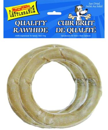 Cattle Ranch Dog Treats Rawhide Ring Chews All Natural Supports Dental Health by Reducing Tartar and Plaque Buildup High in Protein and Low in Fat Stimulates and Entertains by Satisfying Dog s Natural Urge to Chew 6" 3pack