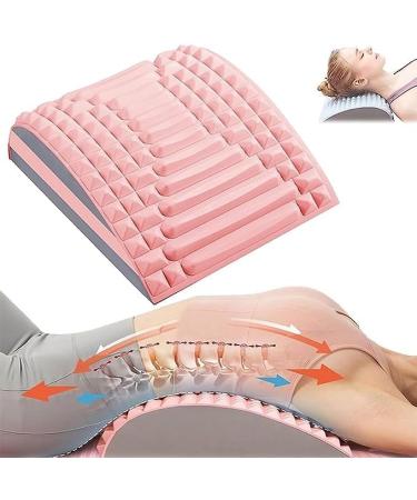Botizr Neck & Back Stretcher Back Neck Cracker for Lower Back Pain Relief Waist Massage Relaxation Yoga Multi-Level Adjustable Spine Board for Lumbar Soothing Device (Color: Pink)