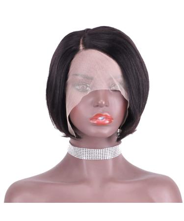 HHSHOW Short Bob Lace Frontal Human Hair Wigs 100% Human Hair Pixie Cut Wigs Natural Black Brazilian Straight Wig 130% Density With Pre Plucked Haircuts Natural Hairline (1B) HH9028-1B#