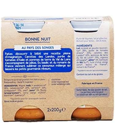 Babybio Petit Pot Good Night Carrot Compote from the Landes region with Tomato/Pasta and Organic Milk 8+ Months 2 * 200g - Pack of 3 - Buy Online on GoSupps.com