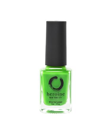 heroine.nyc neon green nail polish - Cruelty-Free  Vegan and Non-Toxic (9-free) Formula - .37 fl. oz. (11 ml) - neon green  1 bottle - TOXIC TREAT (Green)