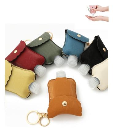 Leather Hand Sanitizer Holder Keychain with 2oz Squeeze Bottles - Olive Green - Buy Online on GoSupps.com
