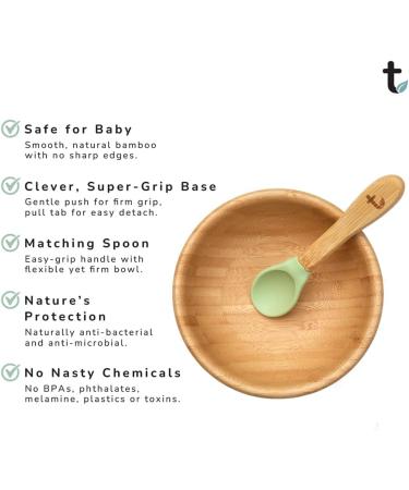 Tiggi Baby Bowl and Spoon Set - Suction and Bamboo Bowls for Secure Weaning | BPA-Free Feeding Kit (Soft Green) - Buy Online on GoSupps.com