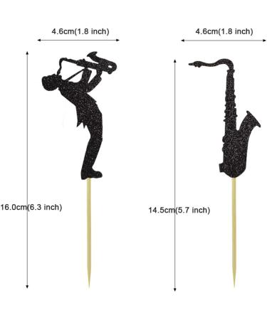 Morndew 24 PCS Black Glitter Saxophone and Player Cupcake Toppers for Kids Music Themed Party Children Birthday Party Baby Shower Wedding Party Decorations - Buy Online on GoSupps.com