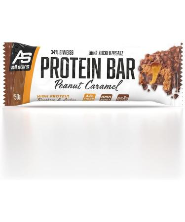 All Stars Protein Bar Peanut Caramel | 18 x 50g | 34% Protein | Chocolate Covered Crispies | Low Sugar & Calories | Buy Now Internationally! - Buy Online on GoSupps.com