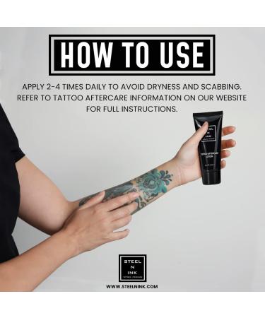 Steel n Ink Tattoo Aftercare Lotion - 60ml Unscented Vegan Tattoo Cream for Healing Fresh Tattoos - Buy Online on GoSupps.com