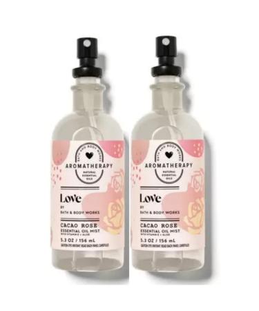 Bath & Body Works Aromatherapy Love Cacao Rose Essential Oil Mist Set 5.50 Fl Oz (Pack of 2)