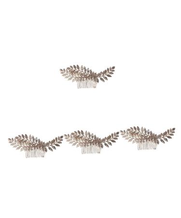 Beaupretty Wedding Hair Accessories comb hair bridal gold trim bridal headpiece gold decor gold headpiece leaves decor leaf decor women headdress Zinc alloy wedding Gold Hair Accessories