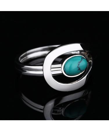 CLSSLVVBN Rings Jewelry Turquoise Silver Lady Finger Antique Ornaments Girls Gemstones Wedding Elegant Valentine Anniversary 7 - Buy Online on GoSupps.com