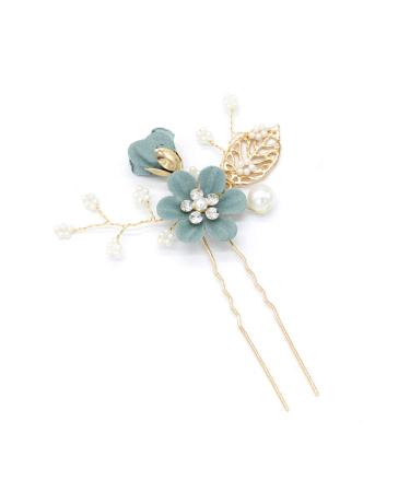 NUOBESTY 4pcs Wedding Hair Comb Set - Handmade Floral Bridal Headpiece with Rhinestones in Green | Bridal Hair Pin & Clip Set for Bride - Wedding Dress Accessories - Buy Online on GoSupps.com