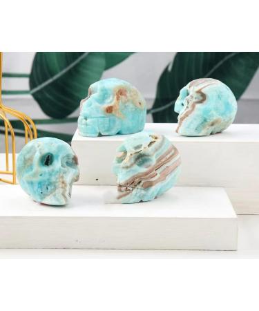 Heteropolar Caribbean Stone Skull Healing Crystal Quratz Hand Carved Human Skull Pocket Statue Figurine Decor Energy Reiki Gemstone Collectible Figurine (Heteropolar Caribbean Stone- Skull) - Buy Online on GoSupps.com