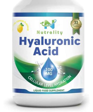 Nutrality Liquid Hyaluronic Acid Dietary Supplement 100 mg Low Molecular Natural Cell Hydrating Formula with Vitamin C for Advanced Joint Support Vegan Friendly